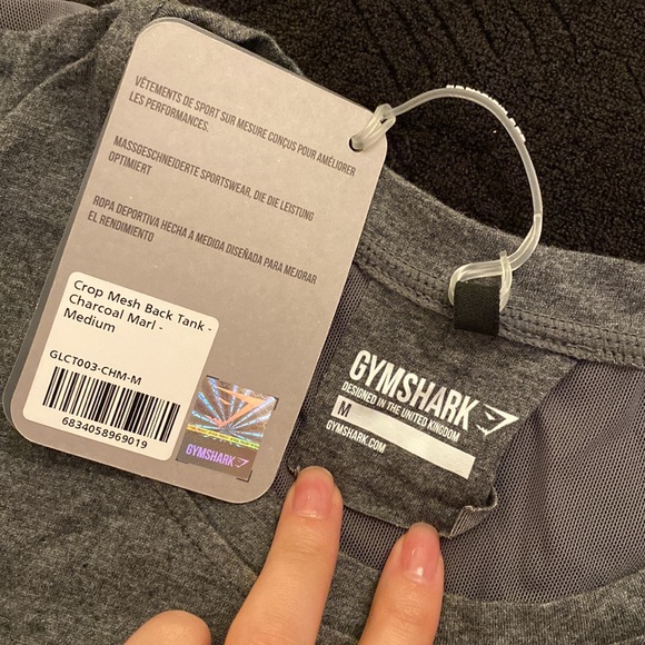 Gymshark Crop Mesh Back Tank - Charcoal Marl - Medium - Picture 4 of 9